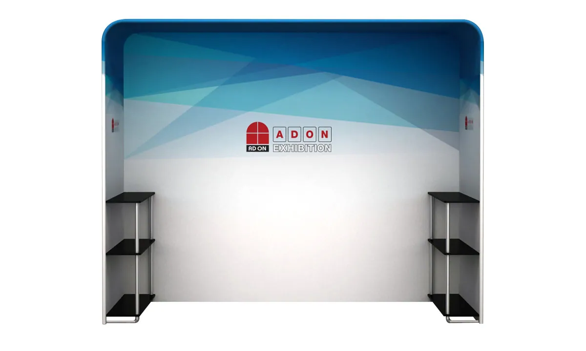 EA-06 Straight Fabric Arch + Backdrop + Shelves