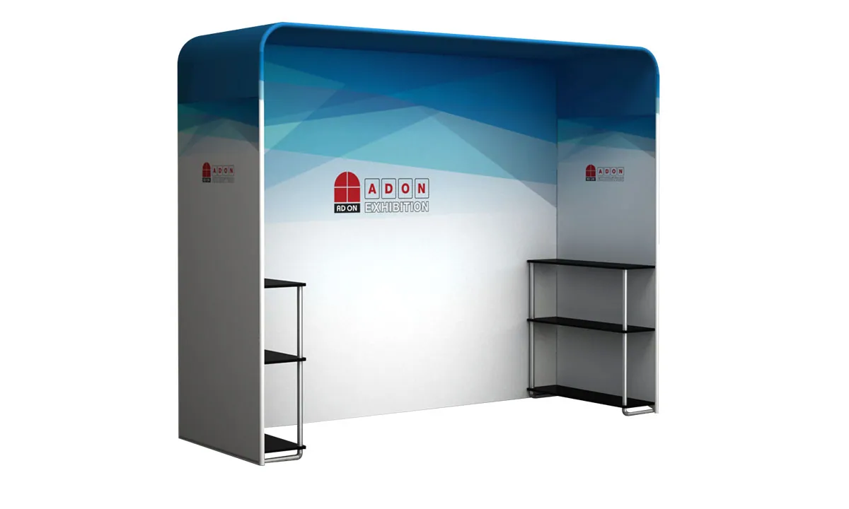 EA-06 Straight Fabric Arch + Backdrop + Shelves