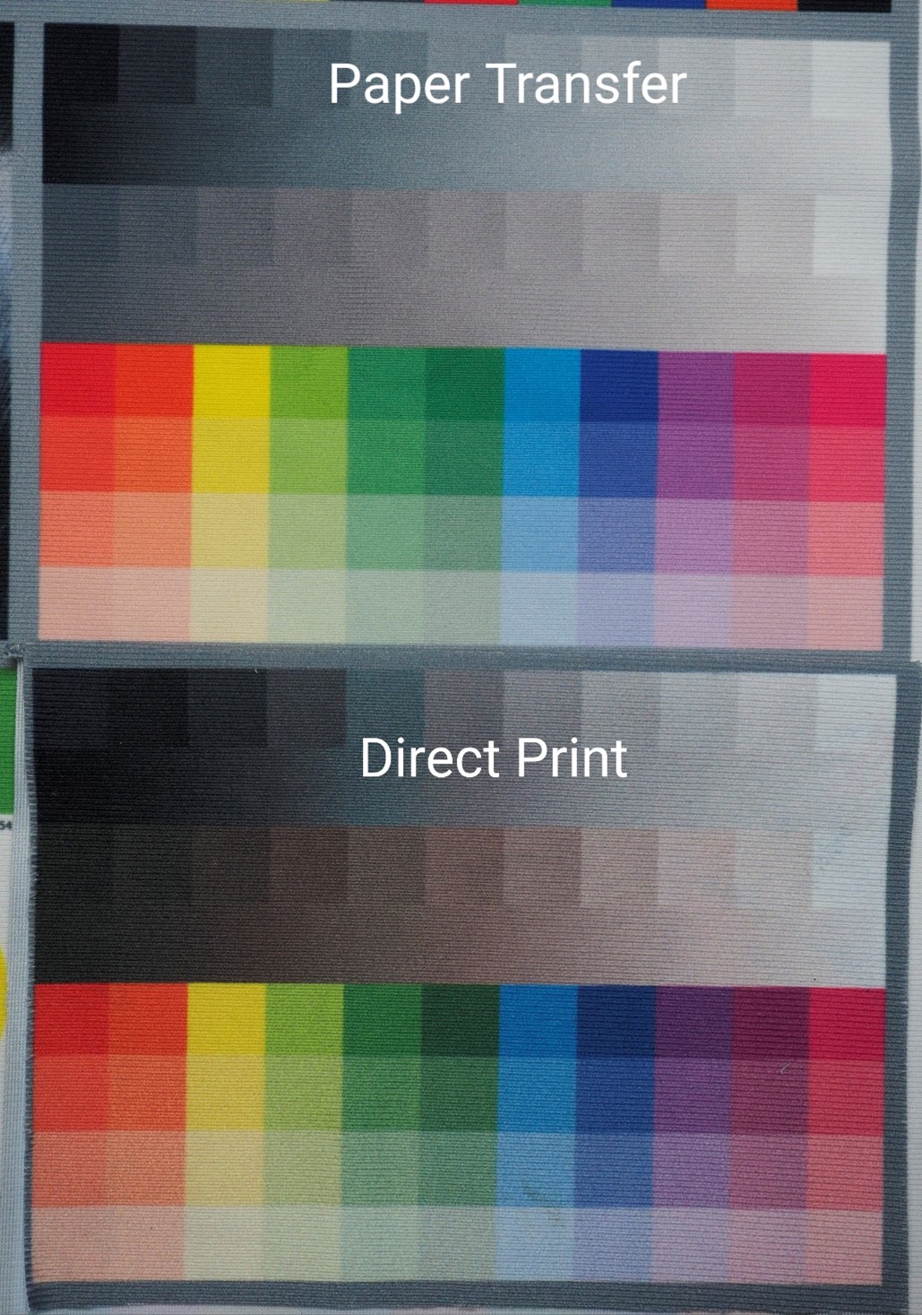 เปรียบเทียบการผสมสี งานพิมพ์ Paper Transfer กับ Direct Print