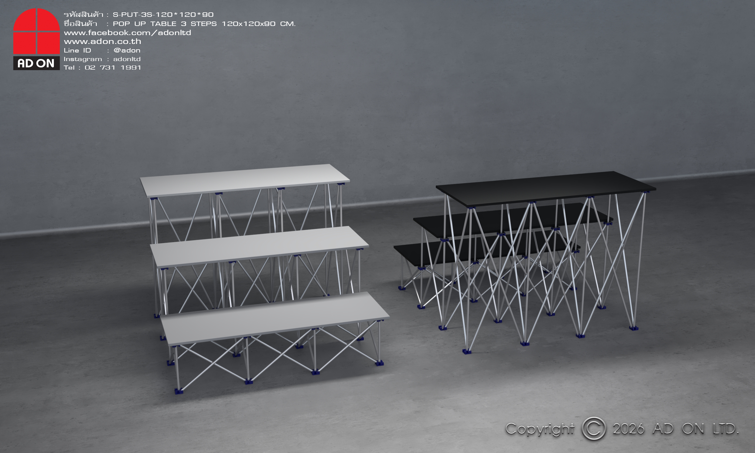 Pop Up Table 3 Steps (120x120x90) - Image 6