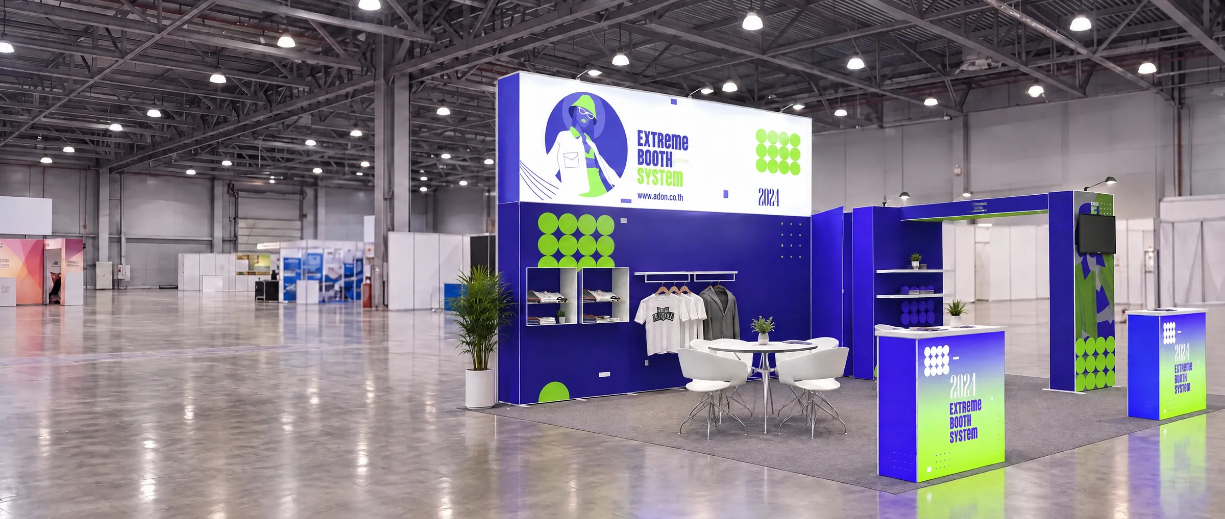 บูธ Extreme Booth System โครงผ้าไลท์บ็อกซ์ ในฮอลล์แสดงสินค้า